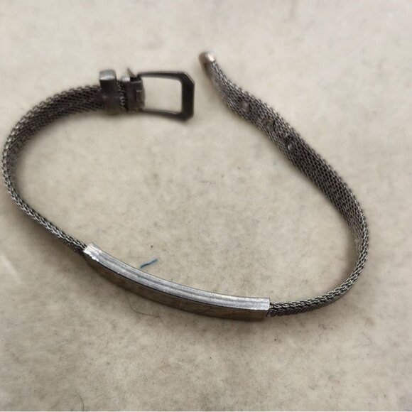 Vintage Silver Tone Mesh Bracelet With Engraved "Louise" Plate & Adjustable Buck - Picture 4 of 6